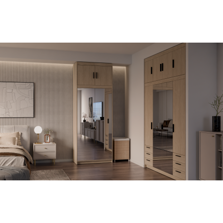 Dwudrzwiowa szafa z nadstawką lustrem 90 cm TRINO dąb olejowany